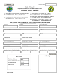 Application for Commercial Harvesting in the Forest Reserve - Hawaii