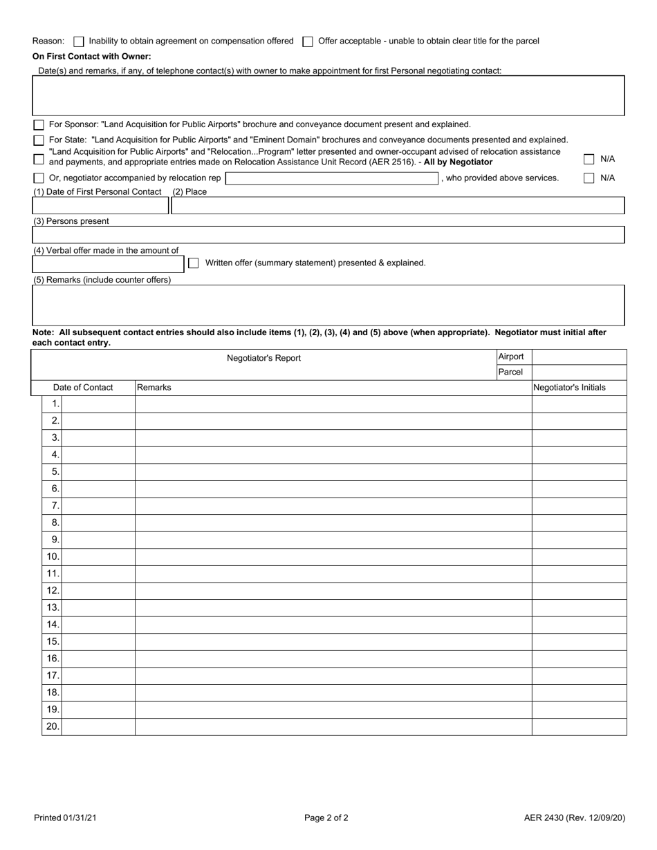 Form AER2430 Negotiators Report - Illinois, Page 2