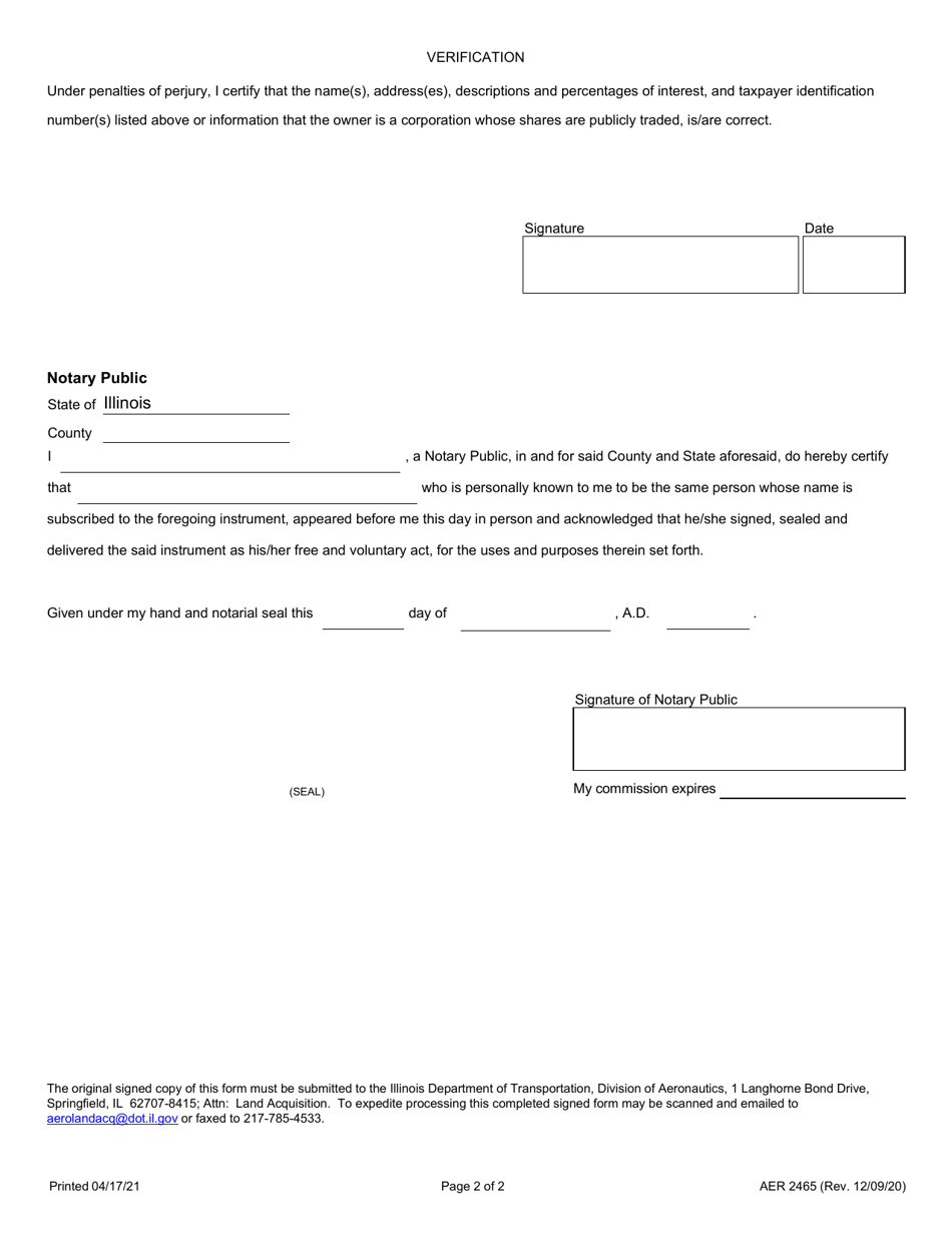 Form AER2465 Affidavit of Beneficial Interest - Illinois, Page 2