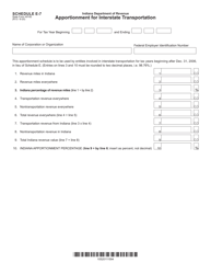 State Form 49192 Schedule E-7 Apportionment for Interstate Transportation - Indiana