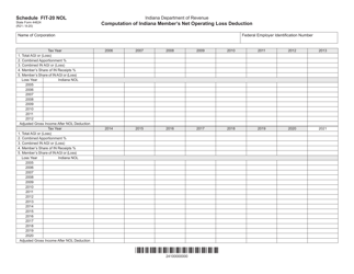 State Form 44624 Schedule FIT-20 NOL Computation of Indiana Member&#039;s Net Operating Loss Deduction - Indiana