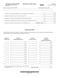 Form IT-40PNR (State Form 56541) Schedule E, IN-PRO - 2020 - Fill Out ...