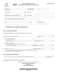 Form IT-9 (State Form 21006) &quot;Application for Extension of Time to File&quot; - Indiana, 2020