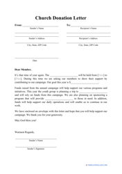 Church Donation Letter Template Download Printable PDF | Templateroller