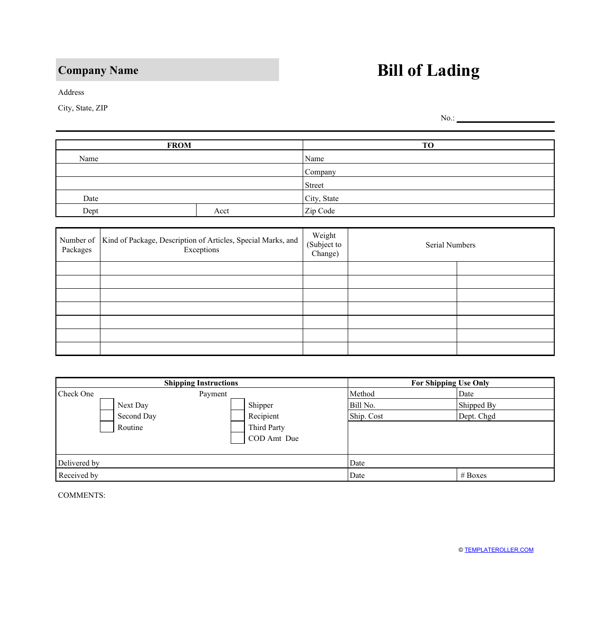  Bill Of Lading Template Google Docs 