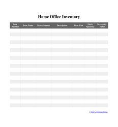 Document preview: Home Office Inventory Template
