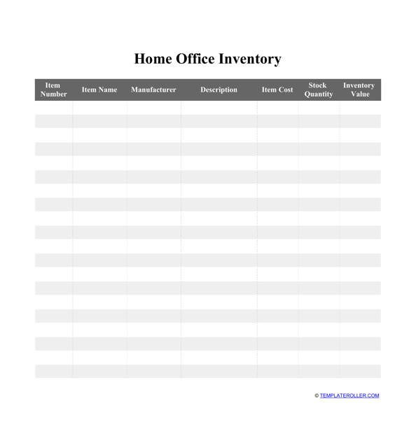 Home Office Inventory Template