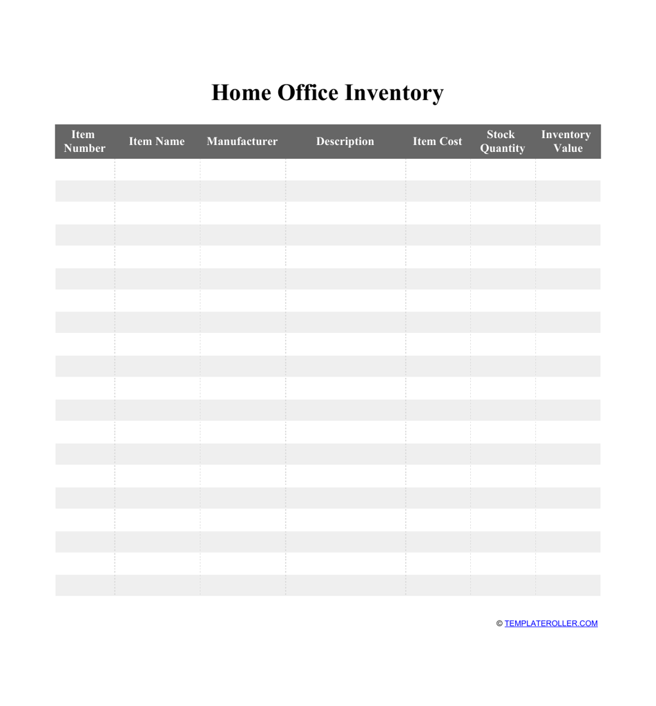 Home Office Inventory Template Image Preview