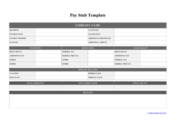 Document preview: Pay Stub Template