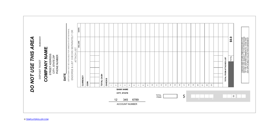 Free Printable Deposit Slips