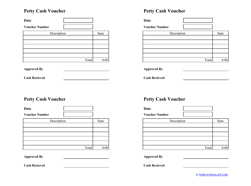 Printable Petty Cash Voucher Template Excel