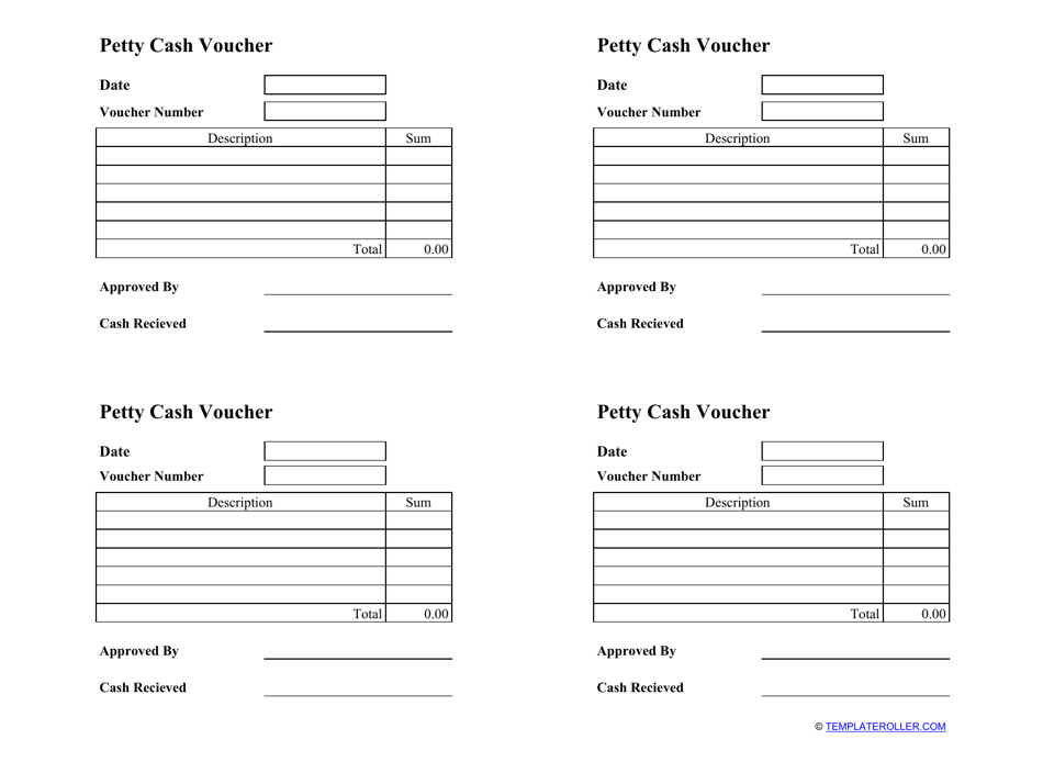 Petty Cash Voucher Template Download Printable PDF Templateroller