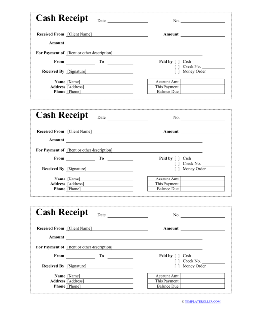 Cash Receipt Template Fill Out Sign Online And Download PDF Templateroller