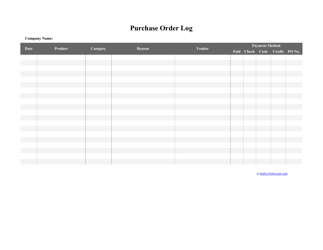 Document preview: Purchase Order Log Template