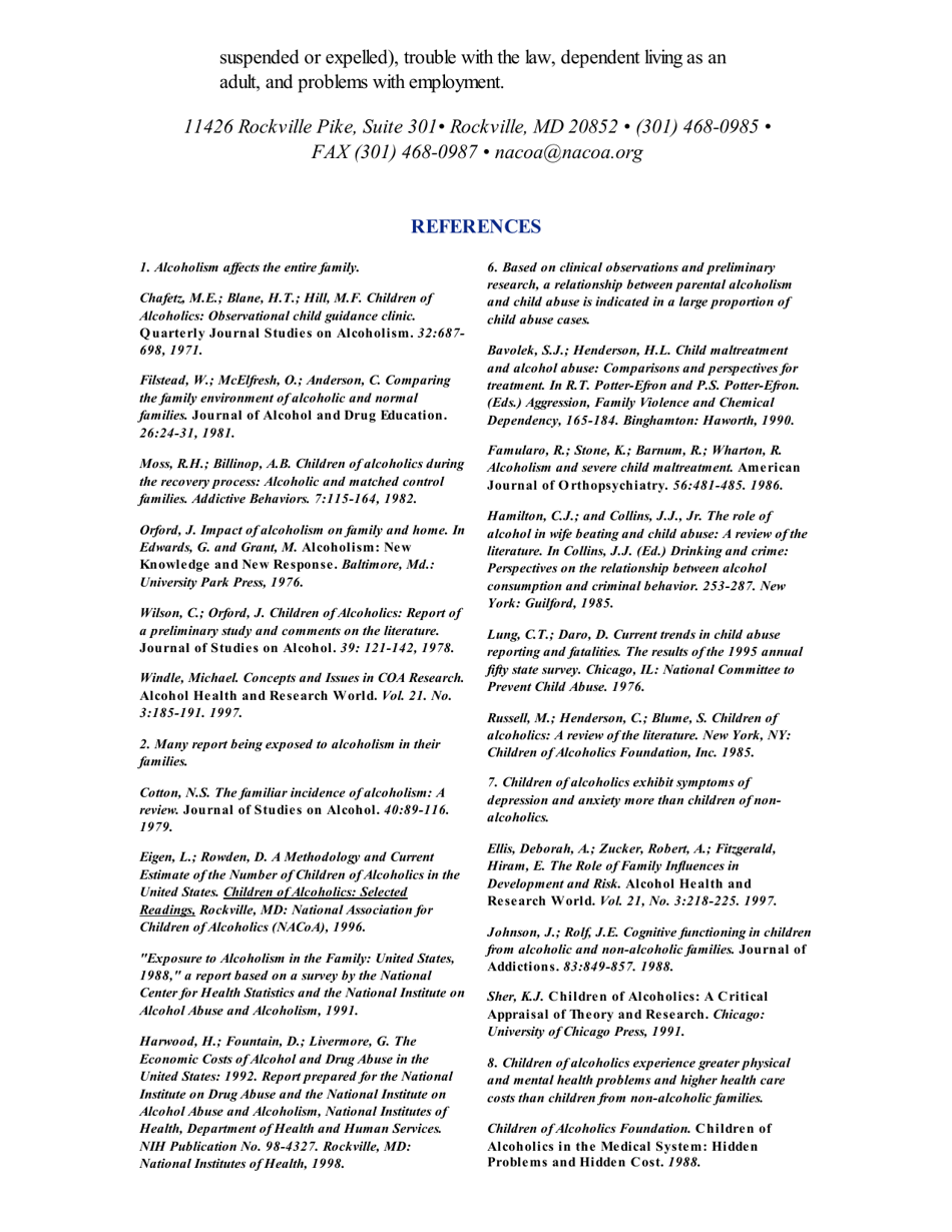 Children of Alcoholics: Important Fact - National Association for Children of Alcoholics, Page 7
