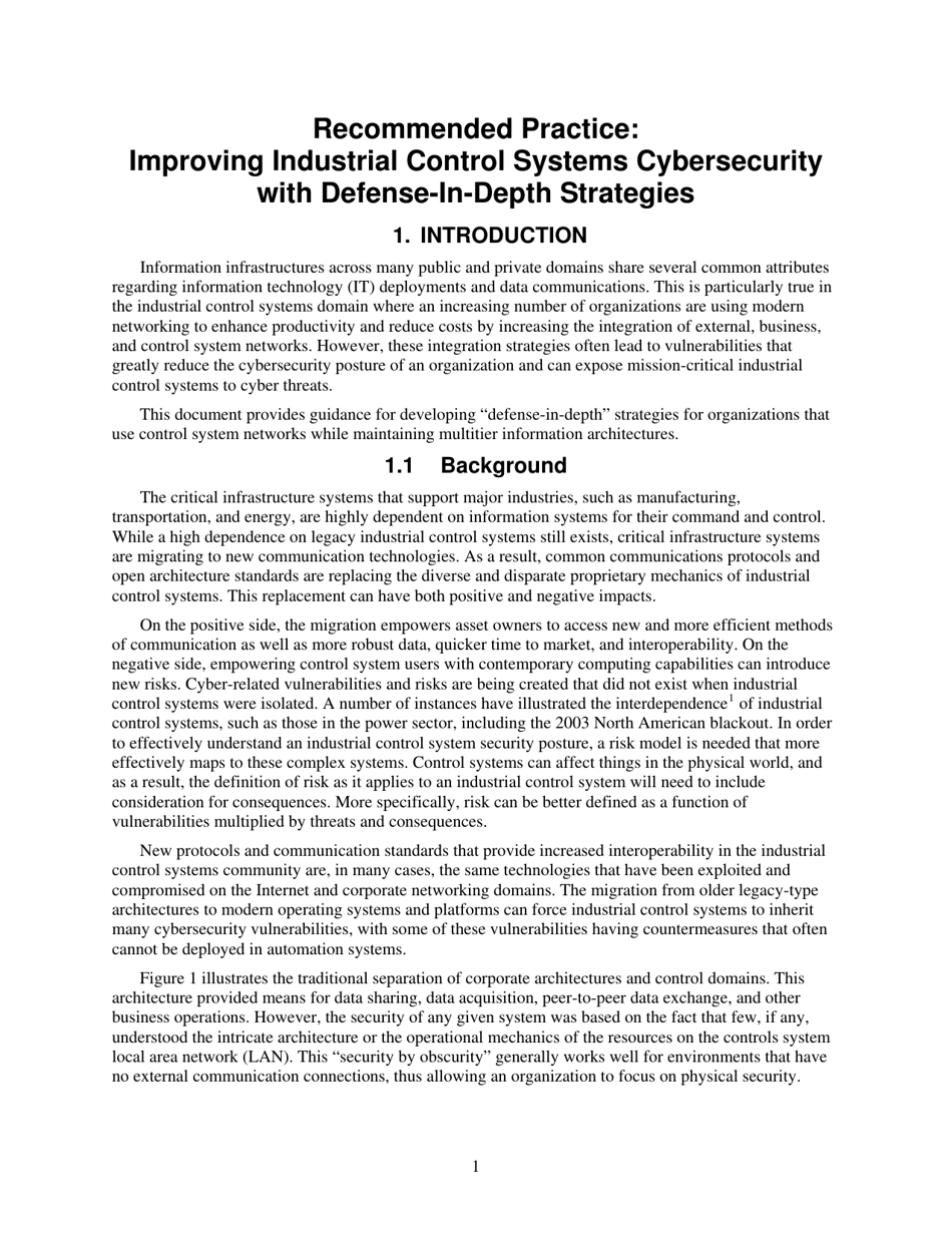 Recommended Practice: Improving Industrial Control Systems Cybersecurity With Defense-In-depth Strategies, Page 11