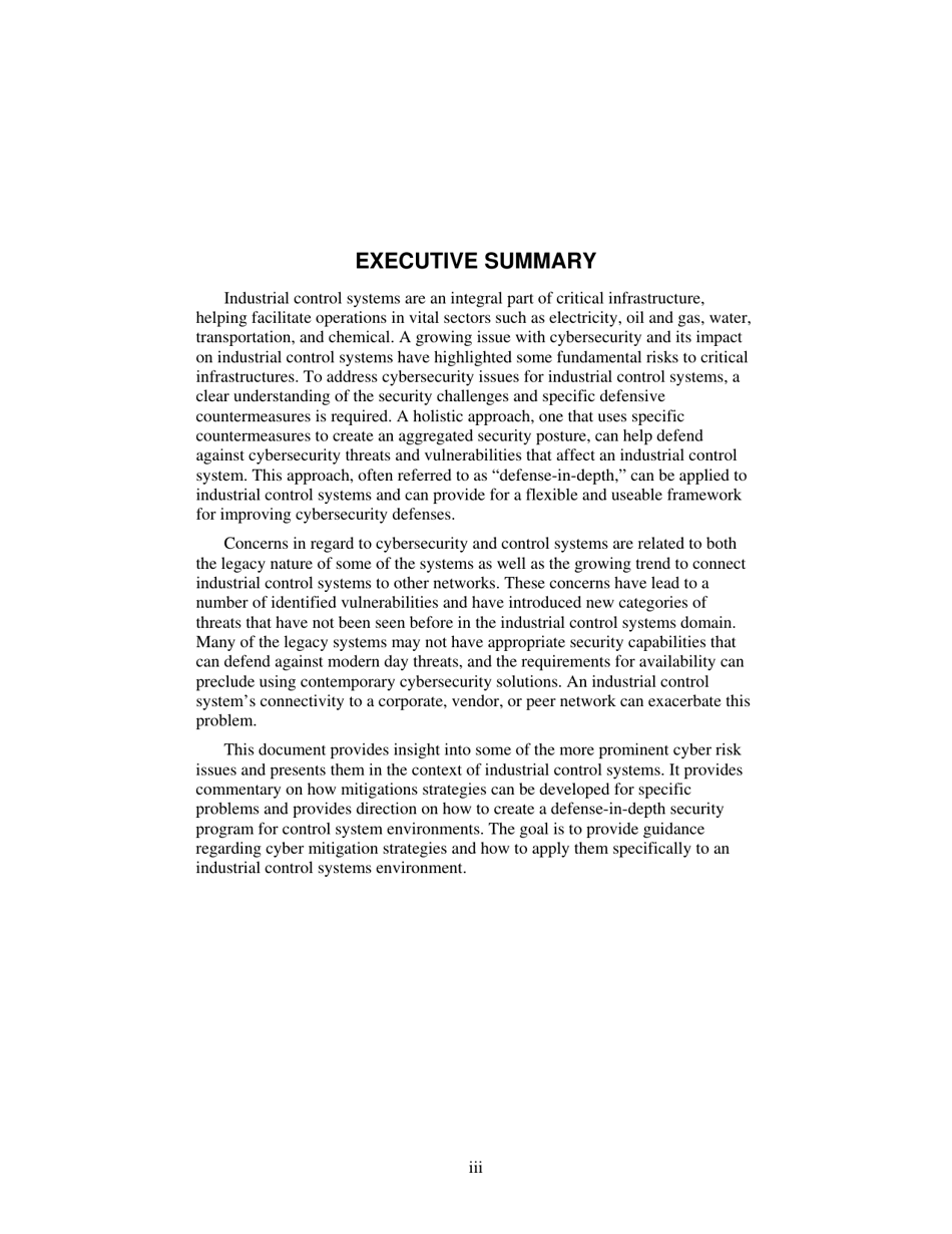 Recommended Practice: Improving Industrial Control Systems Cybersecurity With Defense-In-depth Strategies, Page 3