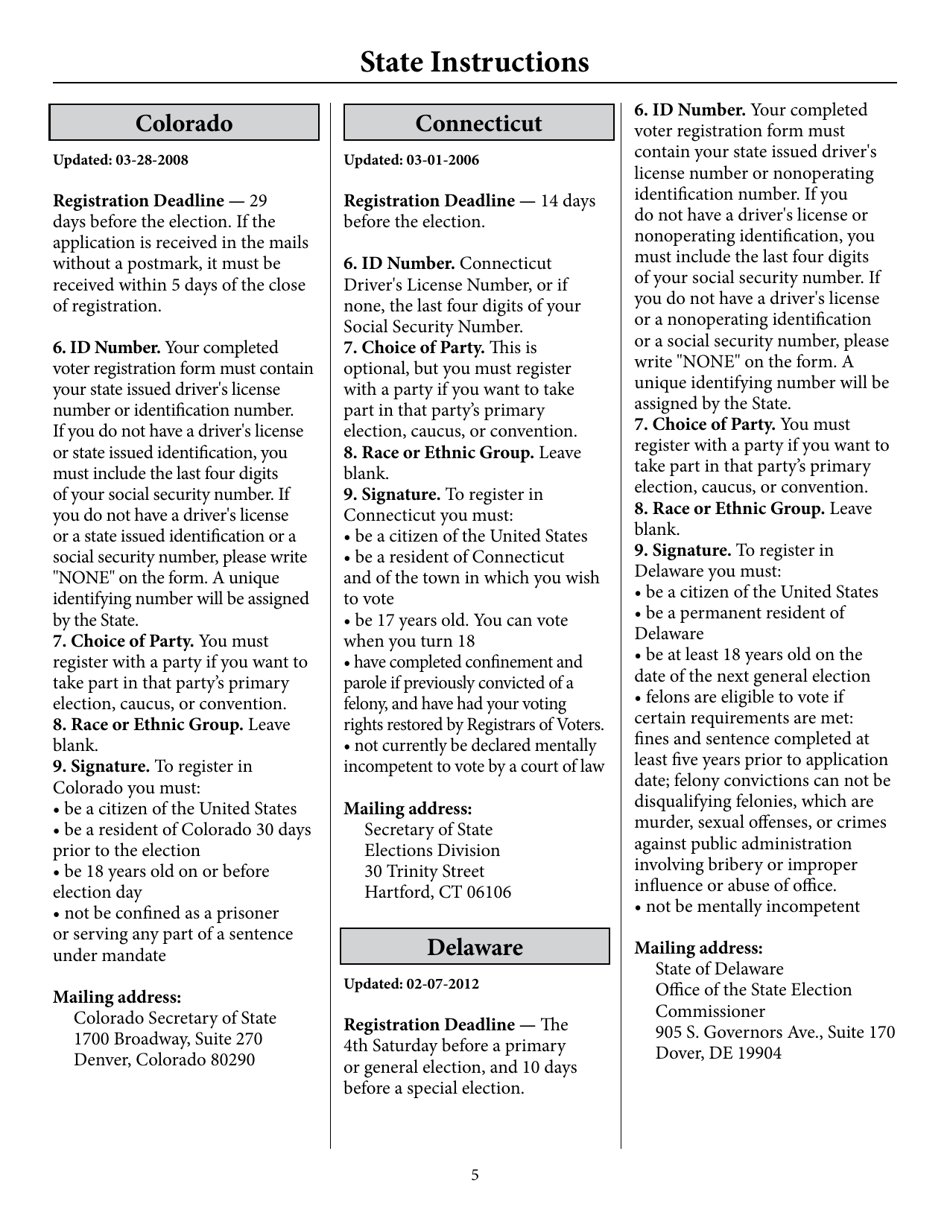 Register to Vote in Your State by Using This Postcard Form and Guide, Page 10