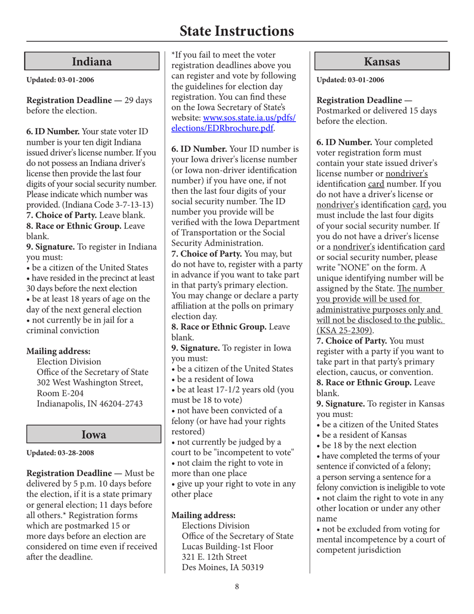 Register to Vote in Your State by Using This Postcard Form and Guide, Page 13