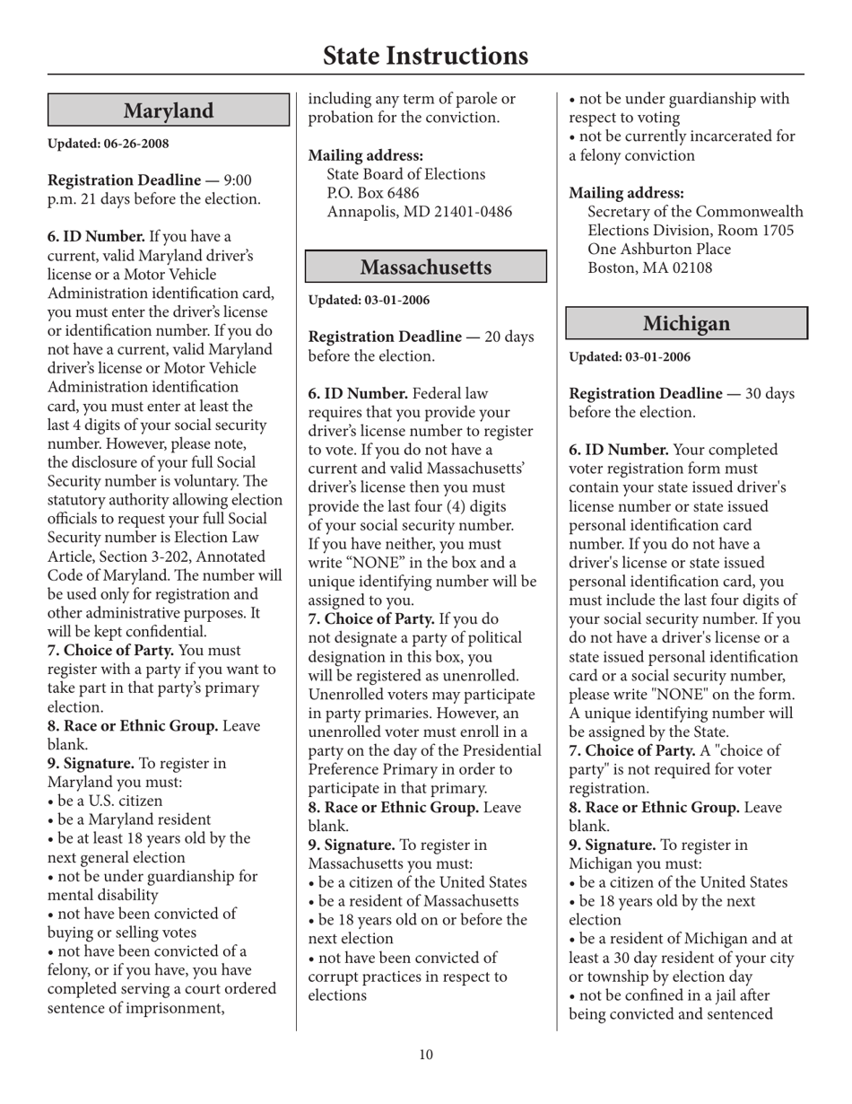Register to Vote in Your State by Using This Postcard Form and Guide, Page 15