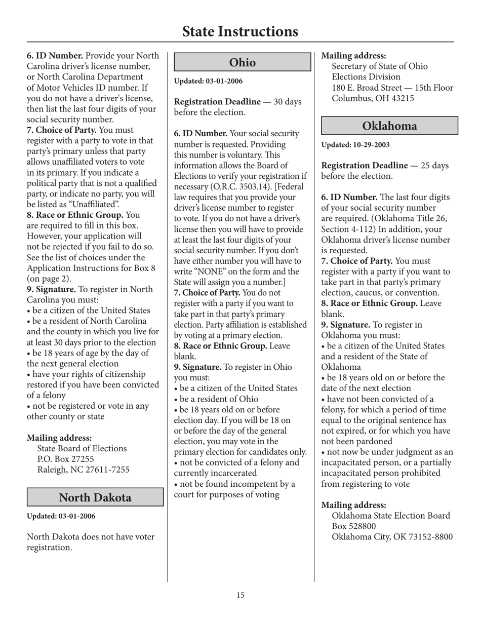 Register to Vote in Your State by Using This Postcard Form and Guide, Page 20