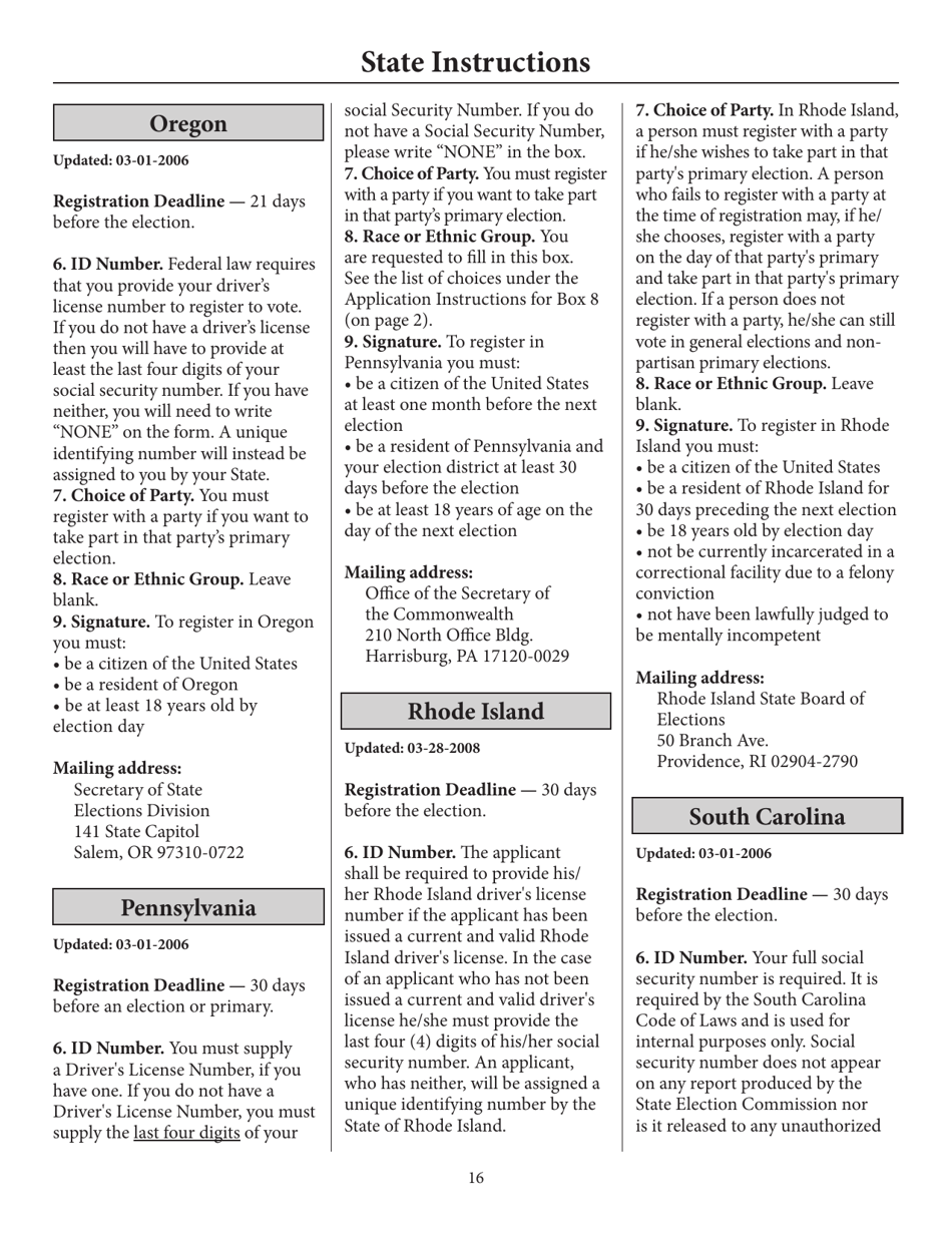 Register to Vote in Your State by Using This Postcard Form and Guide, Page 21