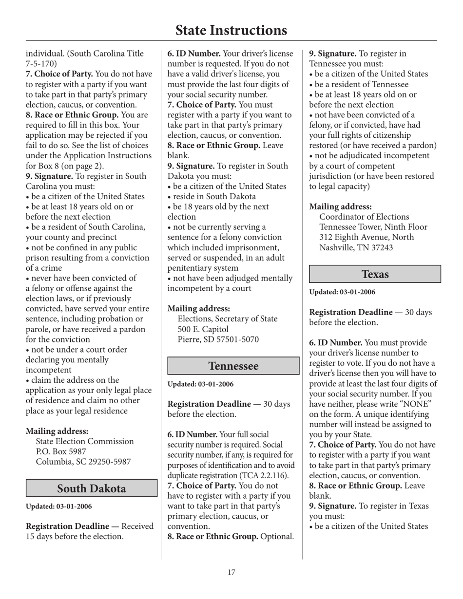 Register to Vote in Your State by Using This Postcard Form and Guide, Page 22