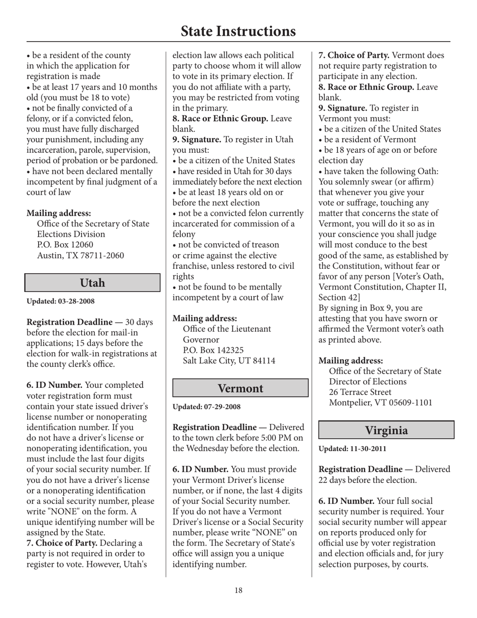 Register to Vote in Your State by Using This Postcard Form and Guide, Page 23