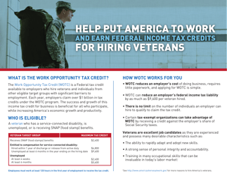 Document preview: Help Put America to Work and Earn Federal Income Tax Credits for Hiring Veterans