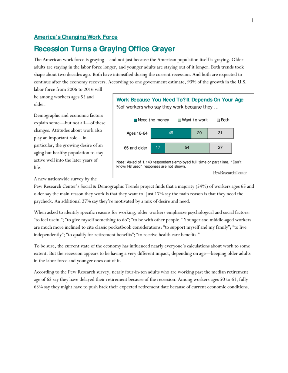 Americas Changing Workforce: Recession Turns a Graying Office Grayer - Pew Research Center, Page 2