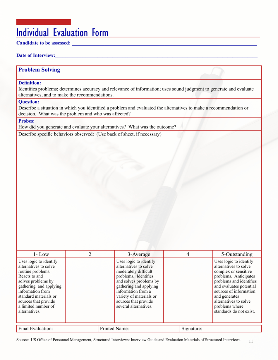 Conducting Effective Structured Interviews -resource Guide for Hiring Managers and Supervisors, Page 11
