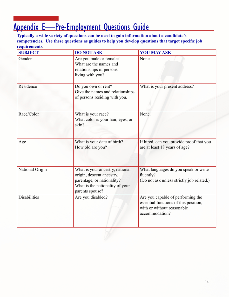 Conducting Effective Structured Interviews -resource Guide for Hiring Managers and Supervisors, Page 14