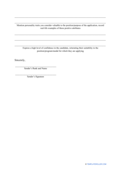 Military Letter of Recommendation Template, Page 2