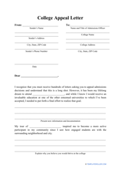 Document preview: College Appeal Letter Template