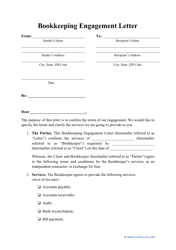 &quot;Bookkeeping Engagement Letter Template&quot;