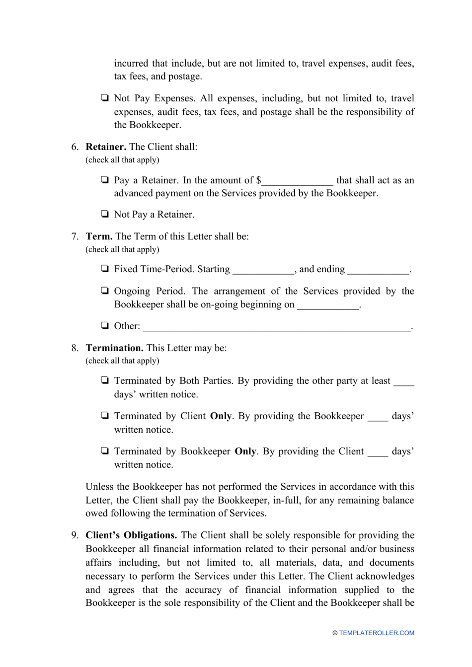 Bookkeeping Engagement Letter Template Download Printable PDF Bookkeeping Engagement Letter Template Download Printable PDF