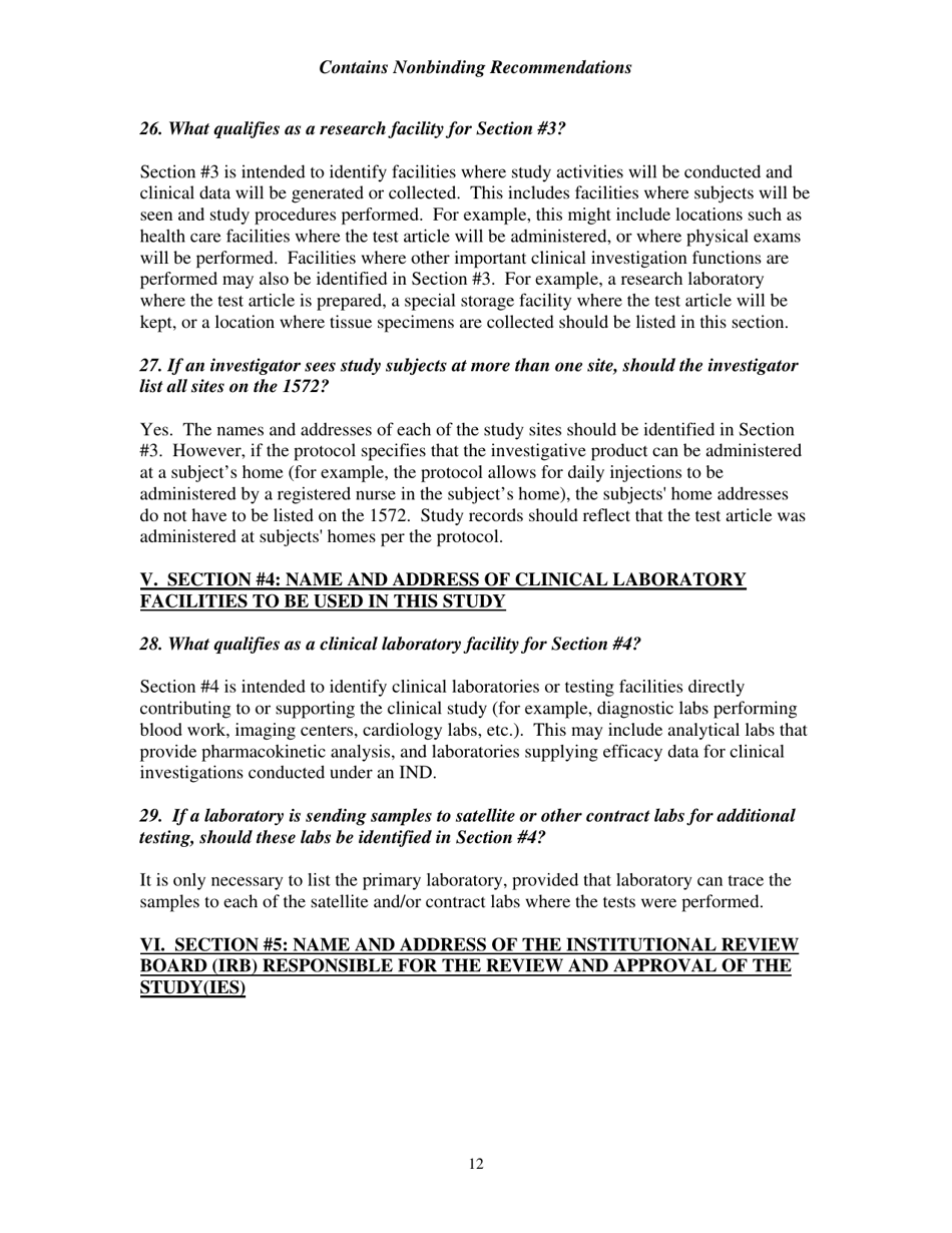 Information Sheet, Guidance for Sponsors, Clinical Investigators, and Irbs Frequently Asked Questions - Statement of Investigator (Form FDA 1572), Page 14