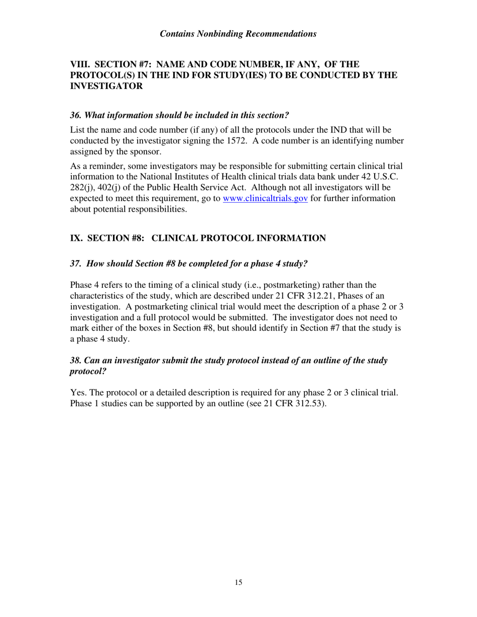 Information Sheet, Guidance for Sponsors, Clinical Investigators, and Irbs Frequently Asked Questions - Statement of Investigator (Form FDA 1572), Page 17