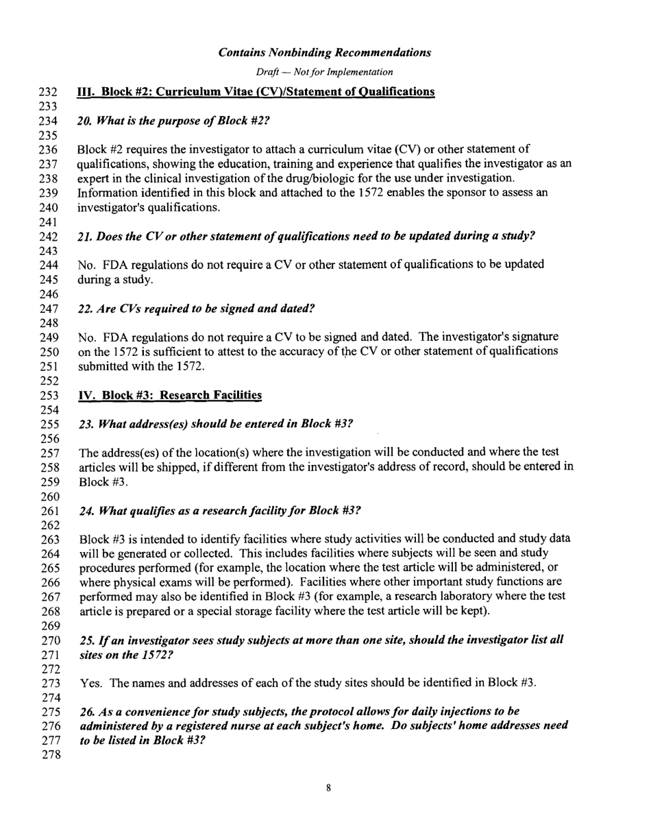 Information Sheet, Guidance for Sponsors, Clinical Investigators, and Irbs Frequently Asked Questions - Statement of Investigator (Form FDA 1572), Page 10