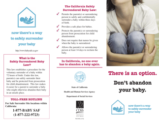 Document preview: Form PUB400 There Is a Way to Safely Surrender Your Baby - California