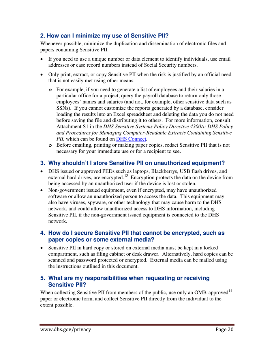 Handbook for Safeguarding Sensitive Personally Identifiable Information, Page 21