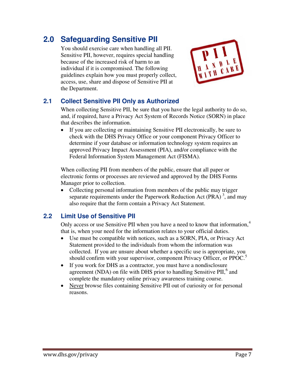 Handbook for Safeguarding Sensitive Personally Identifiable Information, Page 8