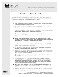 Document preview: Statistics on Domestic Violence - Partnership Against Domestic Violence