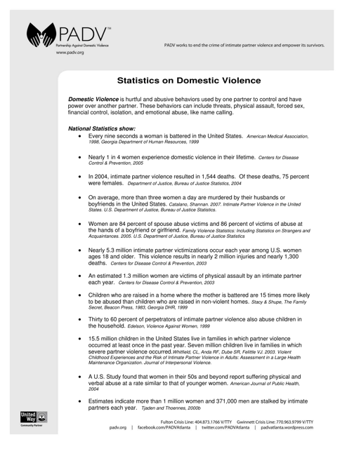 Statistics on Domestic Violence - Partnership Against Domestic Violence