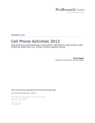 Document preview: Cell Phone Activities 2013 - Pew Research Center