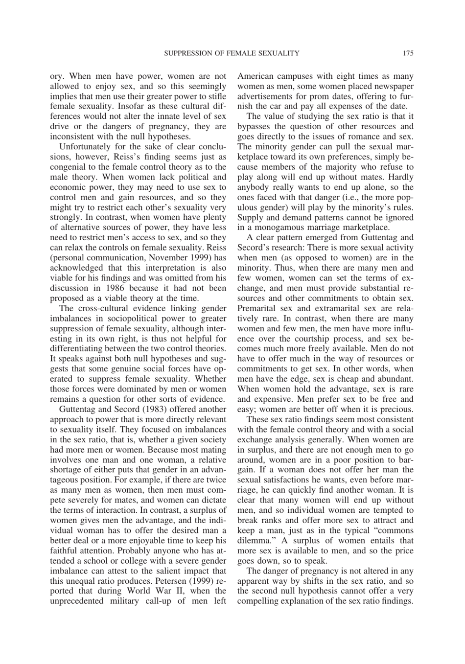 Cultural Suppression of Female Sexuality - Roy F. Baumeister, Jean M. Twenge, Page 10