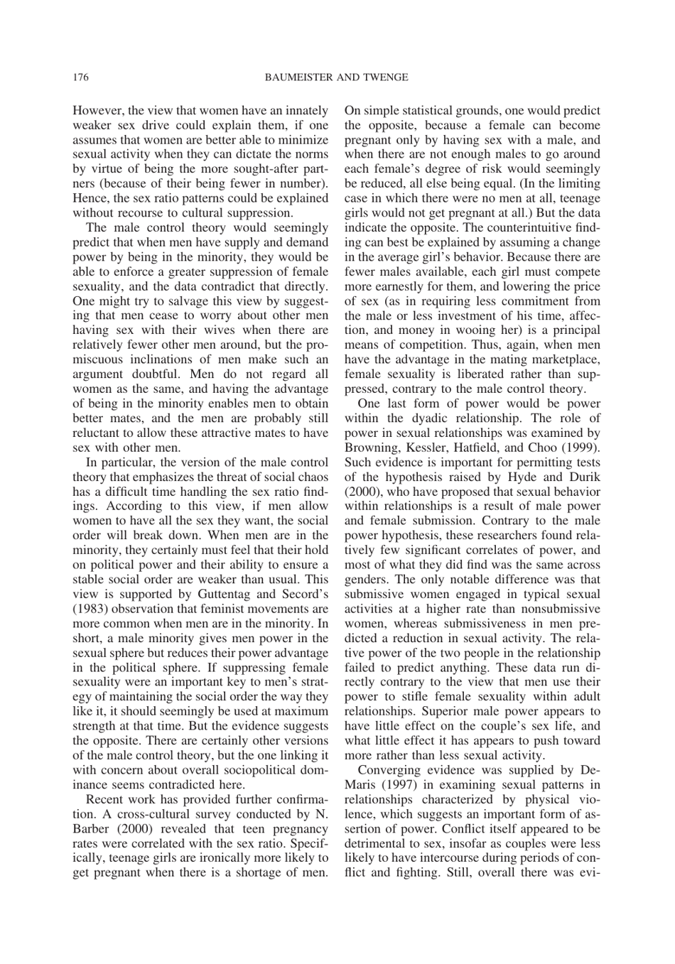Cultural Suppression of Female Sexuality - Roy F. Baumeister, Jean M. Twenge, Page 11