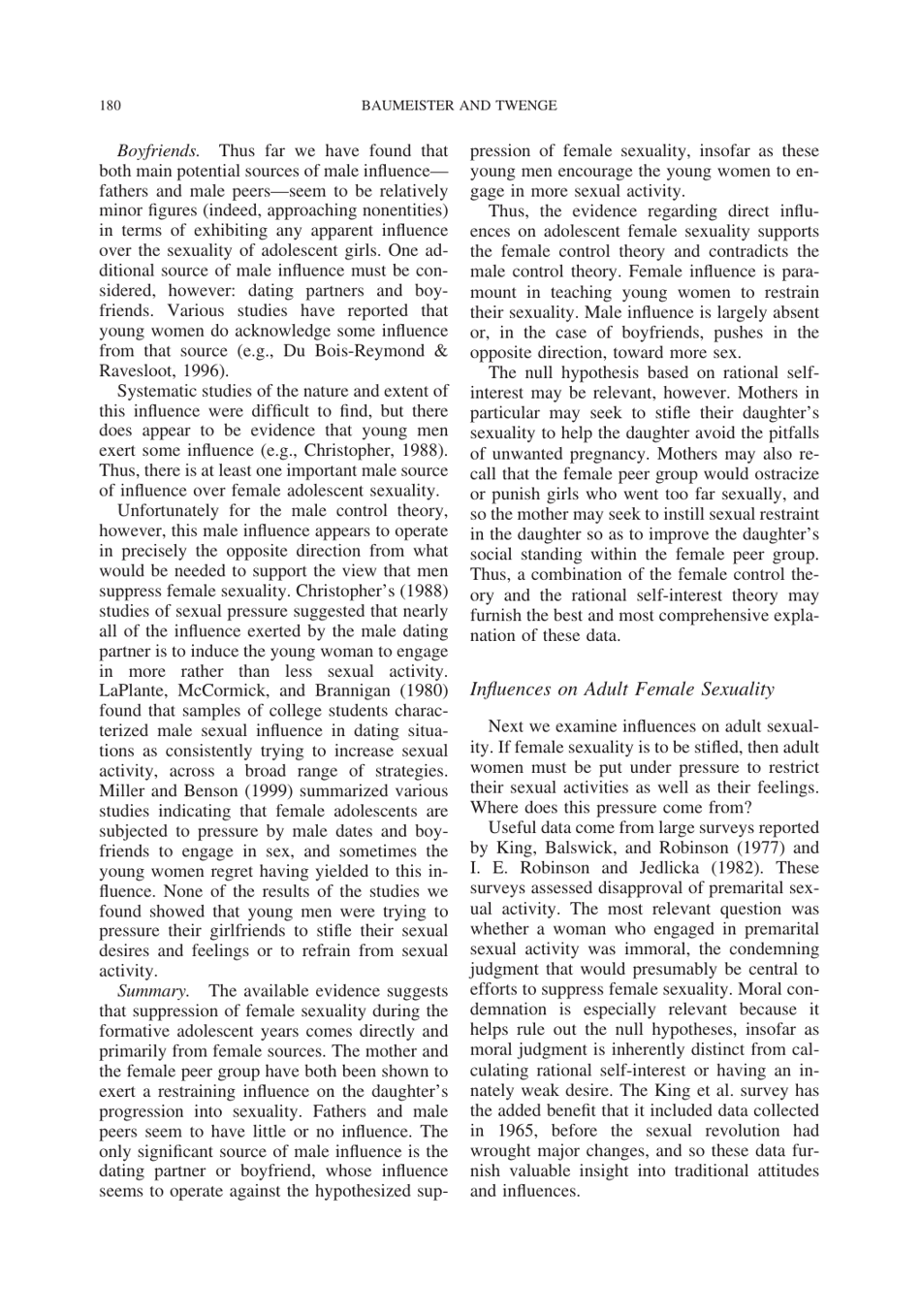 Cultural Suppression of Female Sexuality - Roy F. Baumeister, Jean M. Twenge, Page 15
