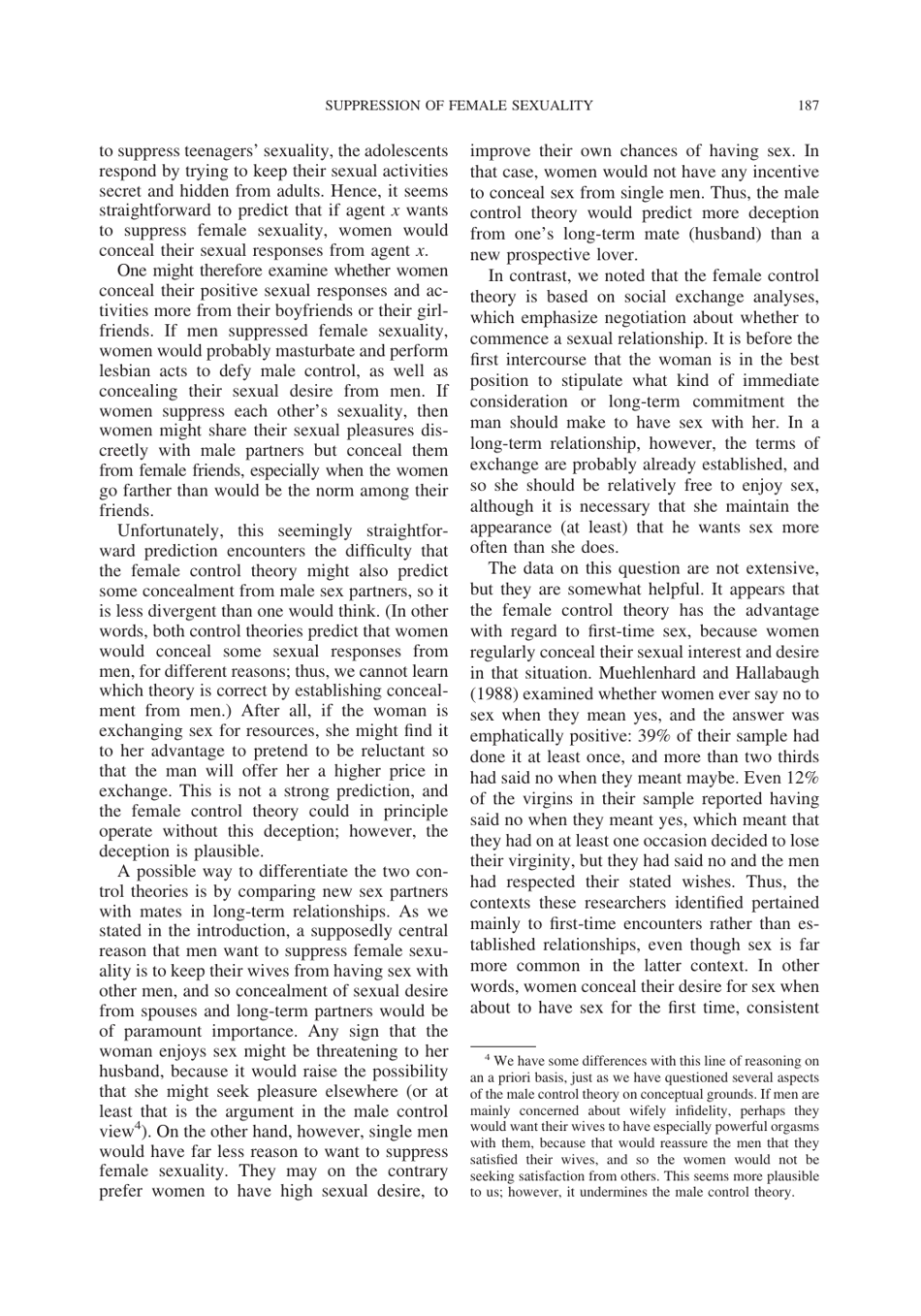 Cultural Suppression of Female Sexuality - Roy F. Baumeister, Jean M. Twenge, Page 22