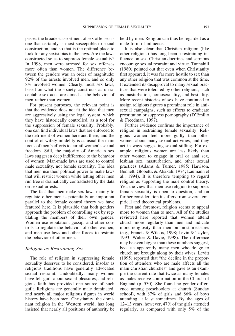 Cultural Suppression of Female Sexuality - Roy F. Baumeister, Jean M. Twenge, Page 28